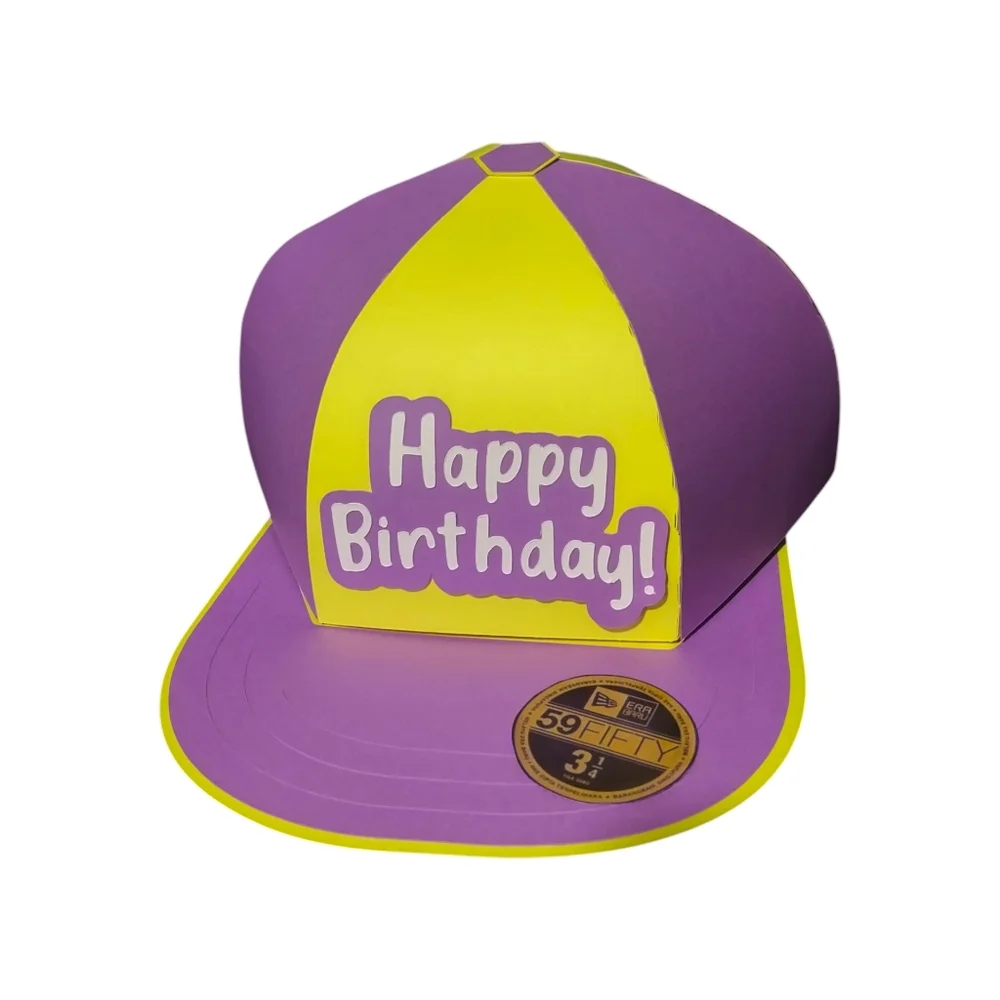 Purple and Yellow 'Happy Birthday' Party Hat Box